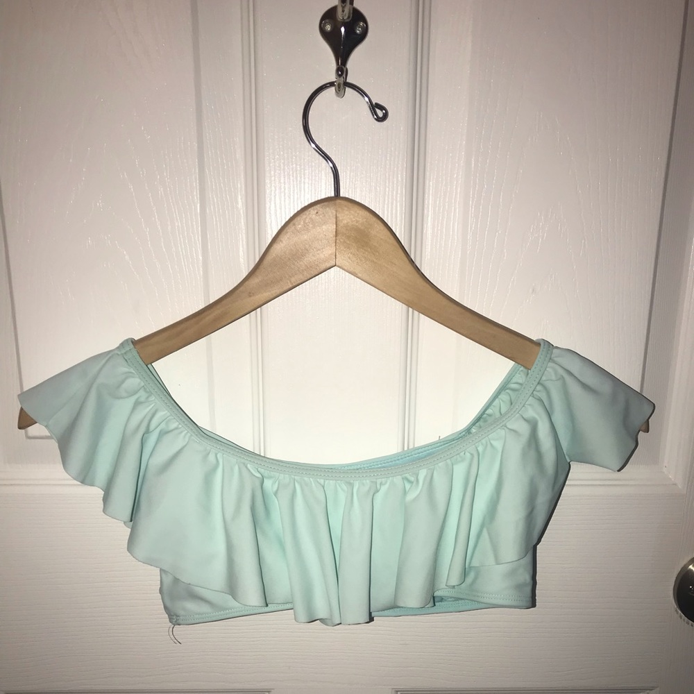 Trendy aqua marine off the shoulder swimsuit top